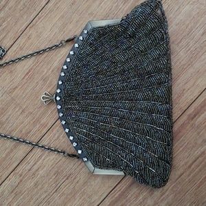 Evening Queen gold Beaded Metal Purse